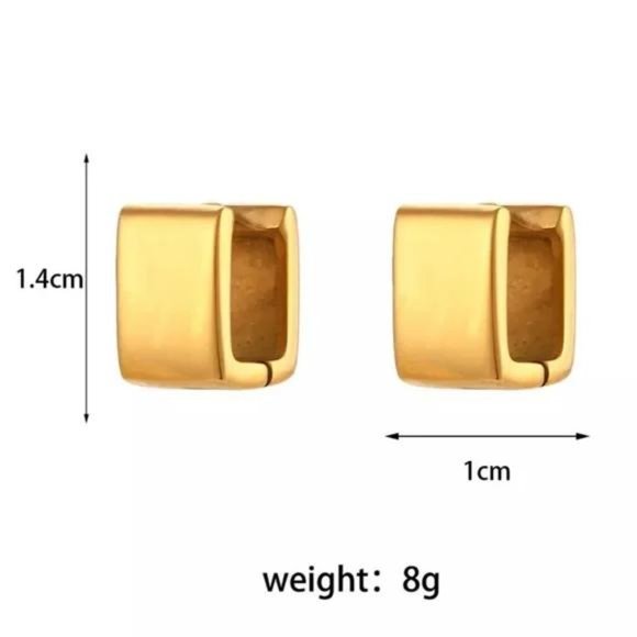 NEW 18K GOLD SQUARE EARRINGS, NICE EARRINGS, CUTE EARRINGS. - Picture 7 of 7